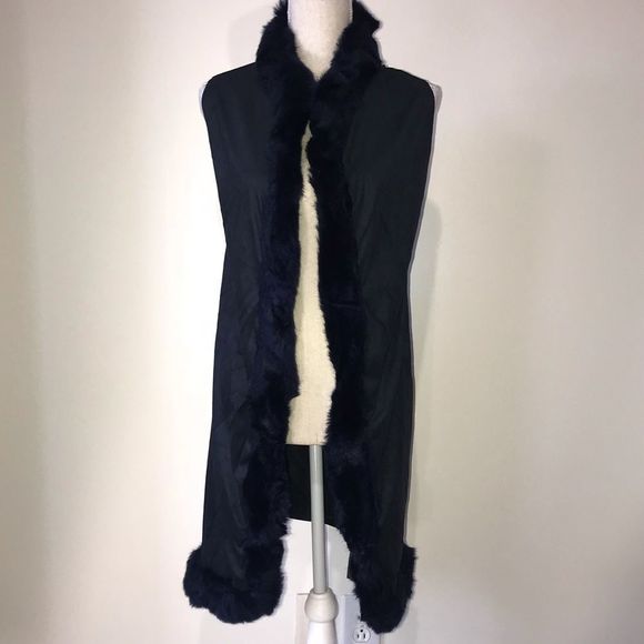 Code Blue Long Faux Fur Faux Suede Vest OSFA NWT - Picture 1 of 5